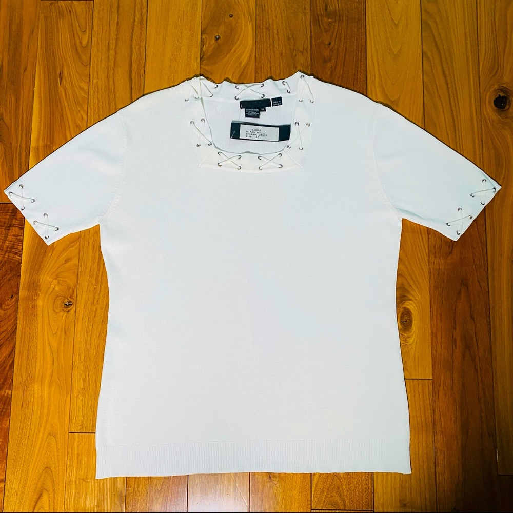 Radzoli White Square Neck Lace Up Top Plus Size 2X Y2K Coastal Cowgirl NWT